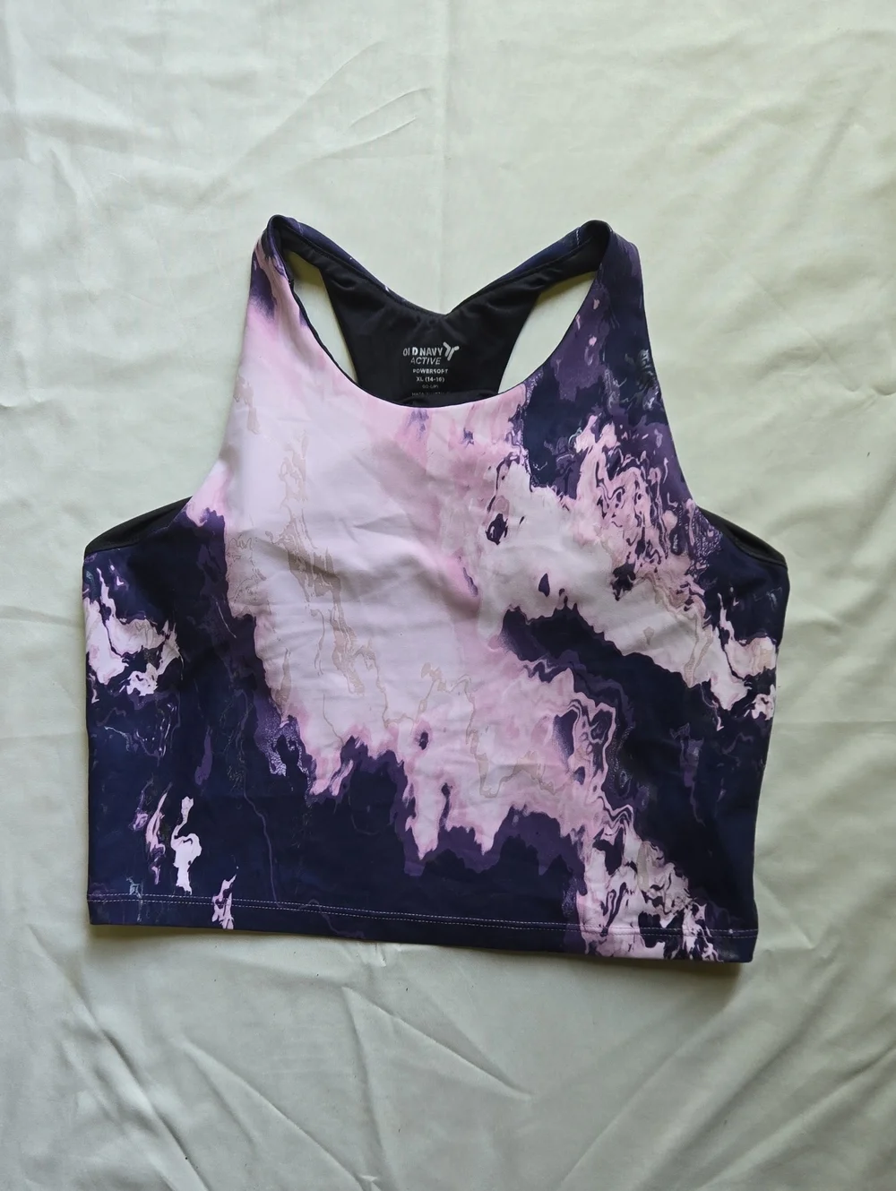 Old Navy Black Tank with Pink and Purple Tie-Dye Side sports bra